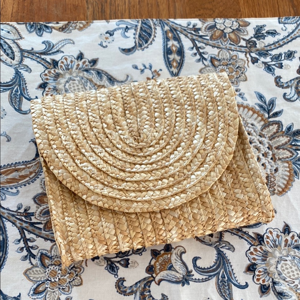 Woven Tan Clutch Bag